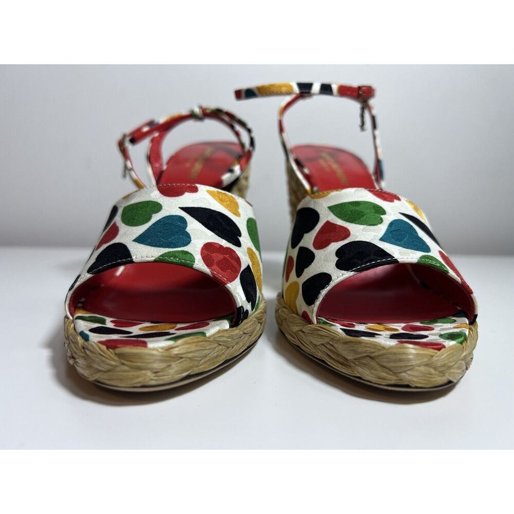 SAINT LAURENT Paloma Heart-Print Wedge Espadrilles Size 38.5 - Picture 6 of 12
